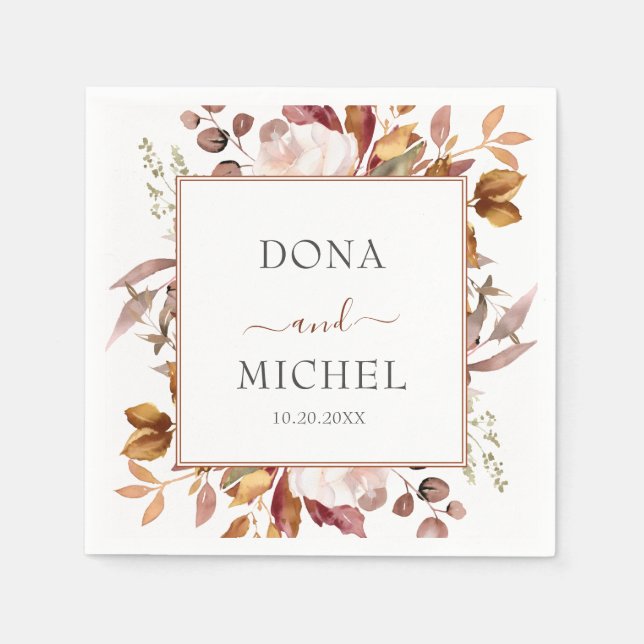 Guardanapo De Papel Fall Autumn Deixa Casamento Russo de Boho (Frente)