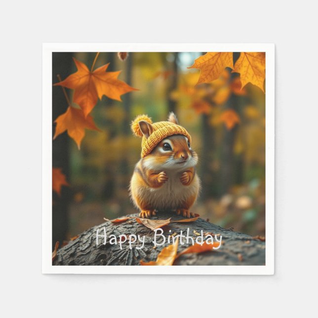 Guardanapo De Papel Fall Chipmunk Birthday (Frente)