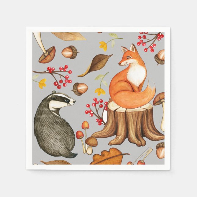 Guardanapo De Papel Fall Deixa Badger & Fox Paper Party (Frente)