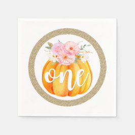 Guardanapo De Papel Fall Floral Pumpkin Baby Girl's primeiro aniversar