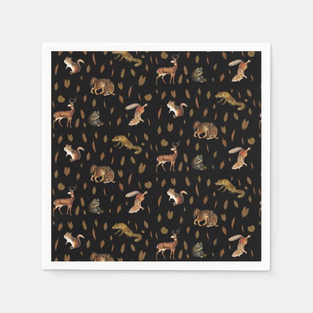 Guardanapo De Papel Fall Forest Animal Autumn Leaves (Frente)