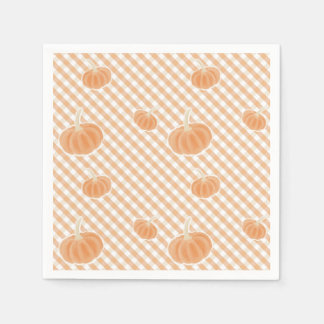Guardanapo De Papel Fall Gingham Pumpkin Napkin - Decoração de Ação de
