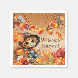 Guardanapo De Papel Fall Harvest Scarecrow Pumpkin Party Napkin