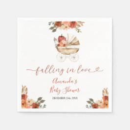 Guardanapo De Papel Fall In Love Pumpkin Stroller Floral Baby Shower