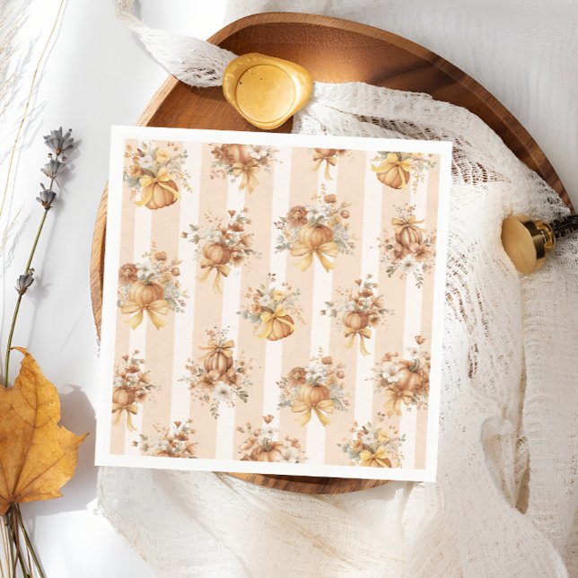 Guardanapo De Papel Fall Pumpkin Floral Bow Baby Shower  Napkins (Criador carregado)