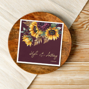 Guardanapo De Papel Fall Summer Casamentos Burguns sunflower modelo