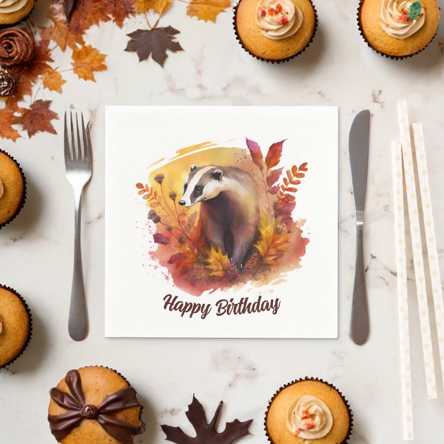 Guardanapo De Papel Fall vibes Badger - Aniversário (Criador carregado)