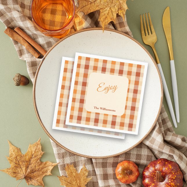Guardanapo De Papel Fall Vibes Plaids Thanksgiving Party Customize (Criador carregado)