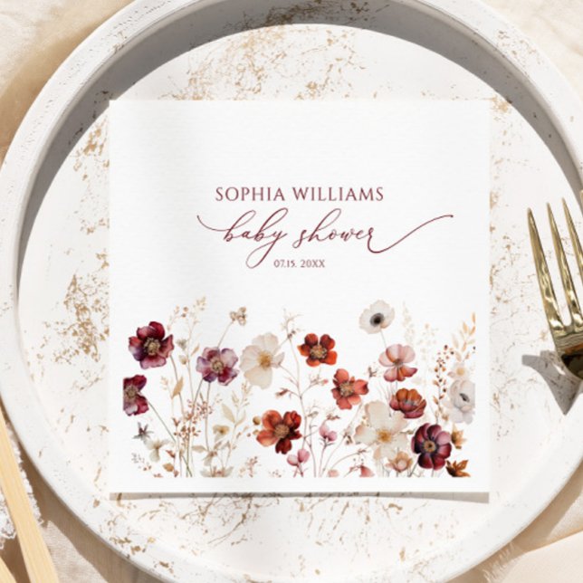 Guardanapo De Papel Fall Wildflowers Baby Shower Napkins (Criador carregado)