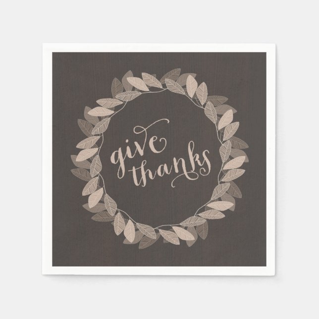 Guardanapo De Papel Fall Wreath | Documento de Ação de Graças Napkins (Frente)