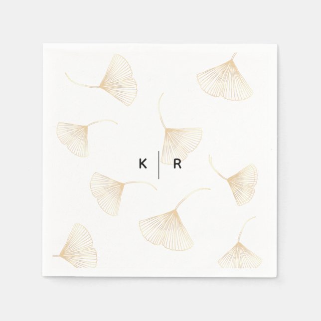 Guardanapo De Papel Falling Dourado Ginkgo Sai do Casamento Napkins (Frente)