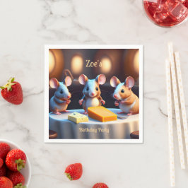Guardanapo De Papel Família de mouse na mesa de jantar, Aniversário de