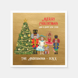 Guardanapo De Papel Família Nutcracker de Cinco Felizes Felizes Natal