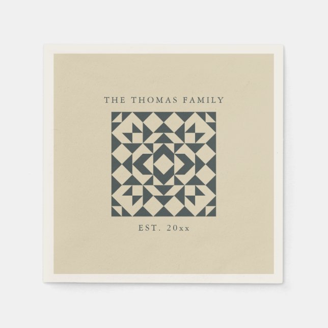 Guardanapo De Papel Família Personalizada Geométrica de Coleta Negra C (Frente)