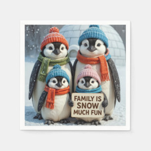 Guardanapo De Papel Família Pinguim Em Flocos De Neve