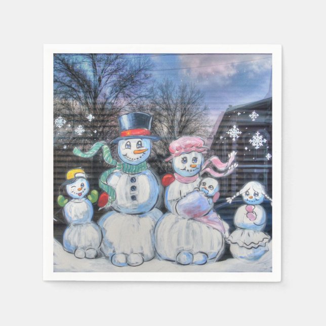 Guardanapo De Papel Família Snowman (Frente)