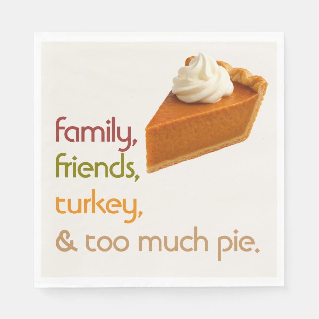 Guardanapo De Papel Family, Friends, Turkey, Pie Modern Thanksgiving (Frente)