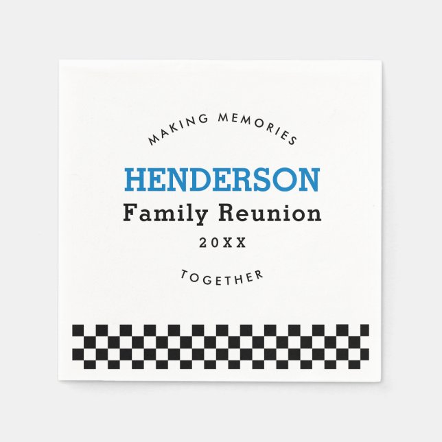 Guardanapo De Papel Family Reunion Checkered Black And White Retro (Frente)
