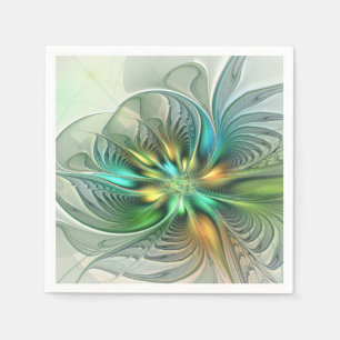 Guardanapo De Papel Fantasia Abstrata Moderna Colorida Floral Fractal