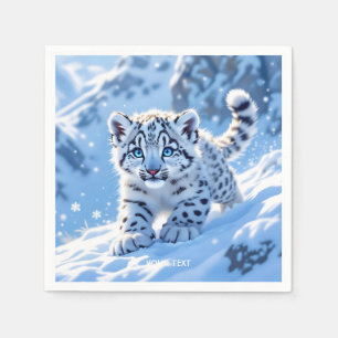 Guardanapo De Papel Fantasia Bebe de Neve Fofinho Leopardo