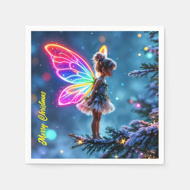 Guardanapo De Papel Fantasia das luzes brilhantes da fada de Natal (Frente)