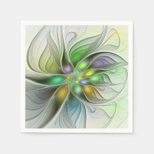 Guardanapo De Papel Fantasia Floral Colorida Moderno Abstrato Fractal