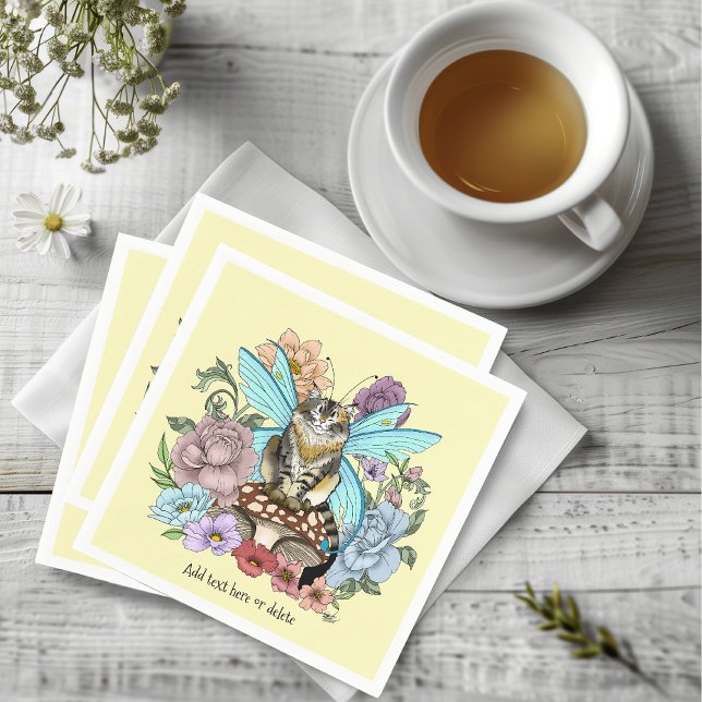 Guardanapo De Papel Fantasia Floral de Gato Fada Tabby Pastel Capricho (Criador carregado)