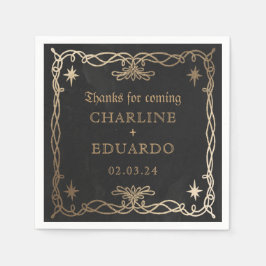 Guardanapo De Papel Fantasia Gótica Dourada Casamento de Ivy