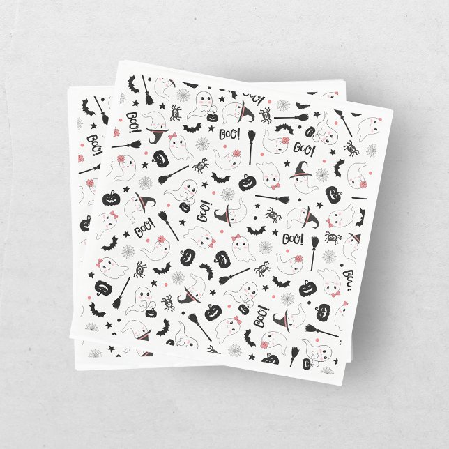 Guardanapo De Papel Fantasma Assustador Menina Rosa Halloween Fofo (Criador carregado)