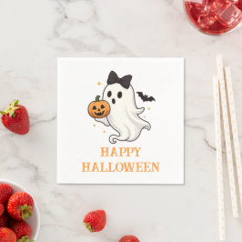 Guardanapo De Papel Fantasma Bonito com Arco e Pumpkin | Dia das Bruxa