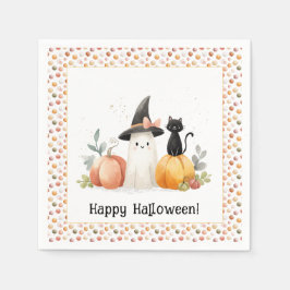 Guardanapo De Papel Fantasma Caprichoso e Halloween de Gato Preto