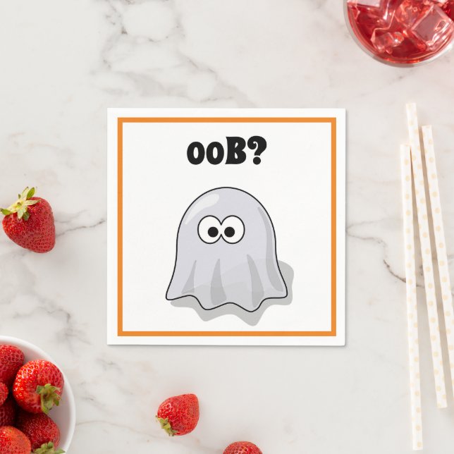 Guardanapo De Papel Fantasma Confuso Diz "Oob?" Desenho Animado Divert (Insitu)