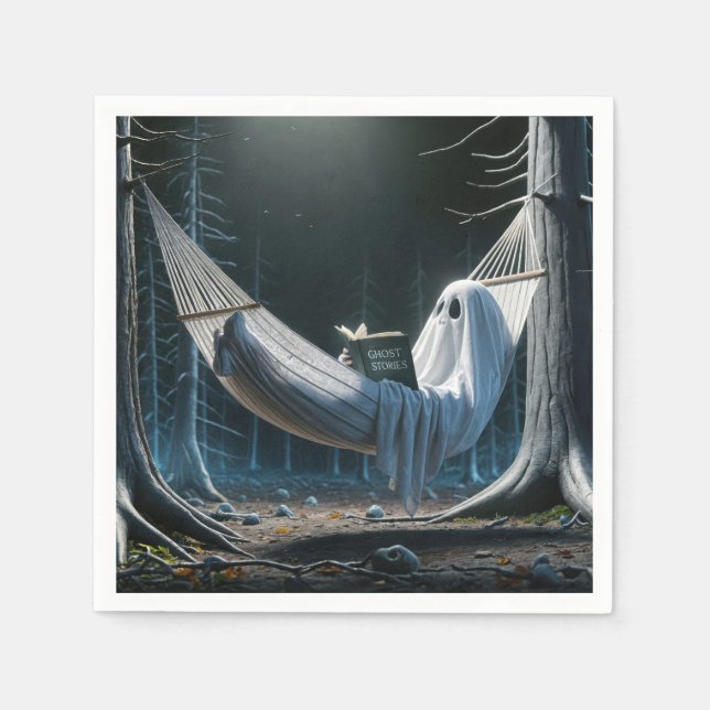 Guardanapo De Papel Fantasma do Halloween em uma Rede (Frente)