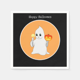 Guardanapo De Papel Fantasma e Abóbora de Halloween Fofos em Preto e L