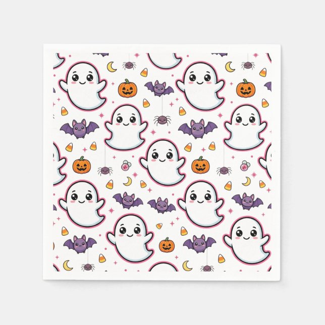 Guardanapo De Papel Fantasma fofo de Halloween (Frente)