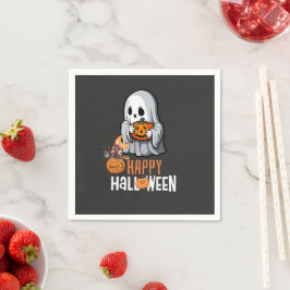 Guardanapo De Papel Fantasma Fofo e Abóbora Feliz Halloween