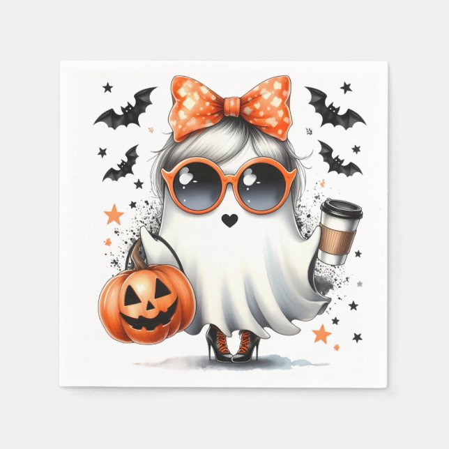 Guardanapo De Papel Fantasma/Partido do Halloween Sassy (Frente)