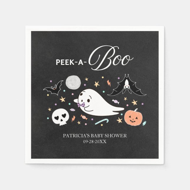 Guardanapo De Papel Fantasma Peek-A-Boo Churrasco de Halloween para Be (Frente)