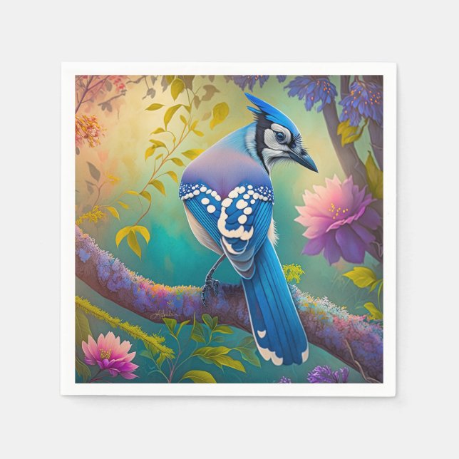 Guardanapo De Papel Fantasy Birds Blue Jay (Frente)