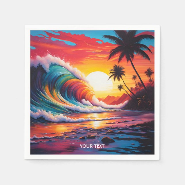 Guardanapo De Papel Fantasy Cuja Vivid Waves Beach Sunset (Frente)