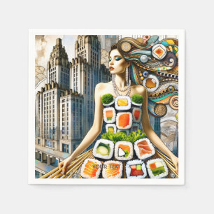 Guardanapo De Papel Fantasy Cute Abstrato Sushi Dress