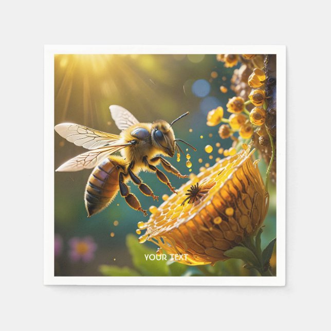 Guardanapo De Papel Fantasy Cute Bee Flowers Sun (Frente)
