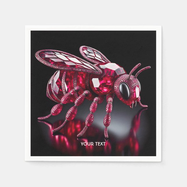 Guardanapo De Papel Fantasy Cute Bee Ruby Diamantes (Frente)