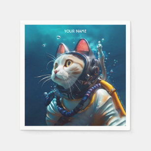 Guardanapo De Papel Fantasy Cute Cat Diver Diving