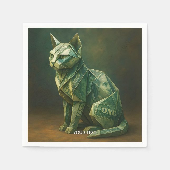 Guardanapo De Papel Fantasy Cute Cat Money Origami (Frente)