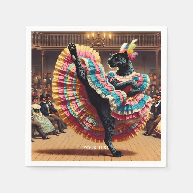 Guardanapo De Papel Fantasy Cute Dancing Panther Crowd (Frente)