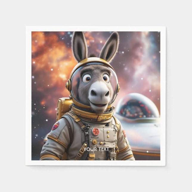 Guardanapo De Papel Fantasy Cute Donkey Astronauta Space (Frente)