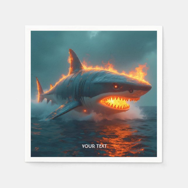 Guardanapo De Papel Fantasy Cute Fire Shark Sea (Frente)