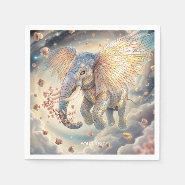 Guardanapo De Papel Fantasy Cute Flying Elephore Sakura (Frente)