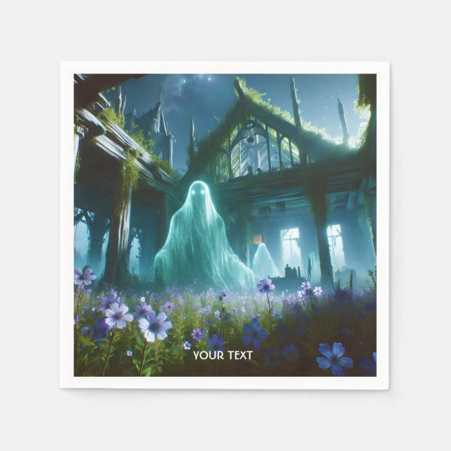 Guardanapo De Papel Fantasy Cute Ghost Old House (Frente)